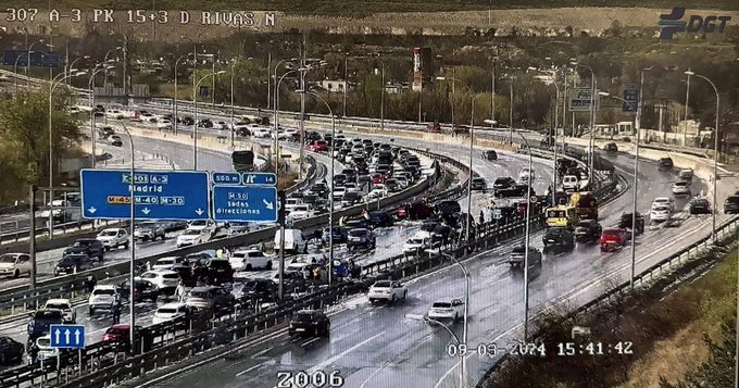 Video: choque múltiple en la autopista A-3 de Madrid por granizada; hay 18 heridos