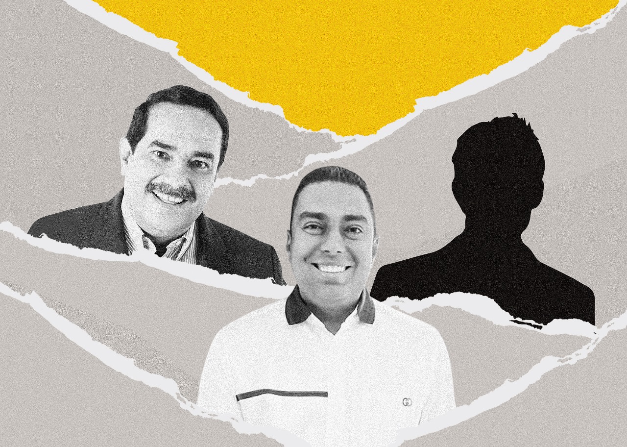 De izquierda a derecha, Raúl Cardozo Ordóñez, Hernán Julio Barrios Castillo, y una silueta que representa a Luis Adrián Mejía.