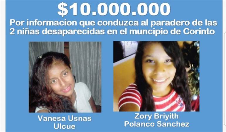 Intensifican la búsqueda de dos menores desaparecidas en Corinto, Cauca