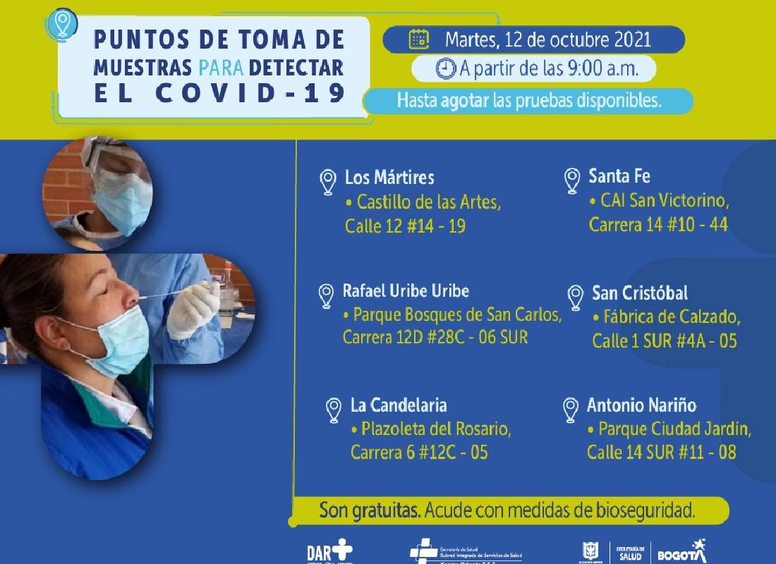 Pruebas Covid al oriente de Bogotá.