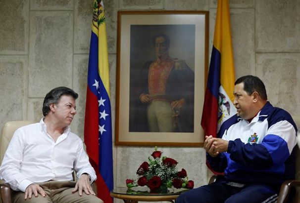 El expresidente Juan Manuel Santos y su homólogo Hugo Chávez se reunieron en varias ocasiones.