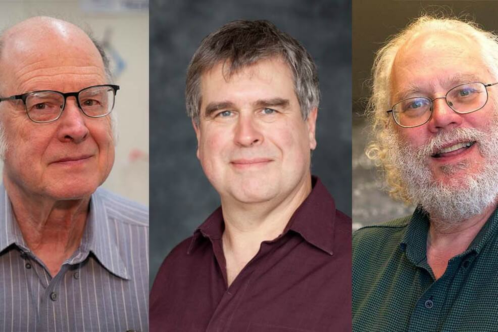 El físico estadounidense Charles Bennett, el informático canadiense Gilles Brassard y el matemático Peter Shor, también de EE UU.   / Agencia Sinc - Fundación BBVA