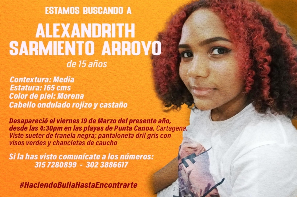 Joven de 15 años está desaparecida en Cartagena hace cinco días