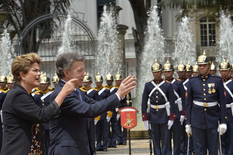 La mandataria de Brasil, Dilma Rousseff, con el presidente Juan Manuel Santos en la Casa de Nariño. / Cortesía: Presidencia 