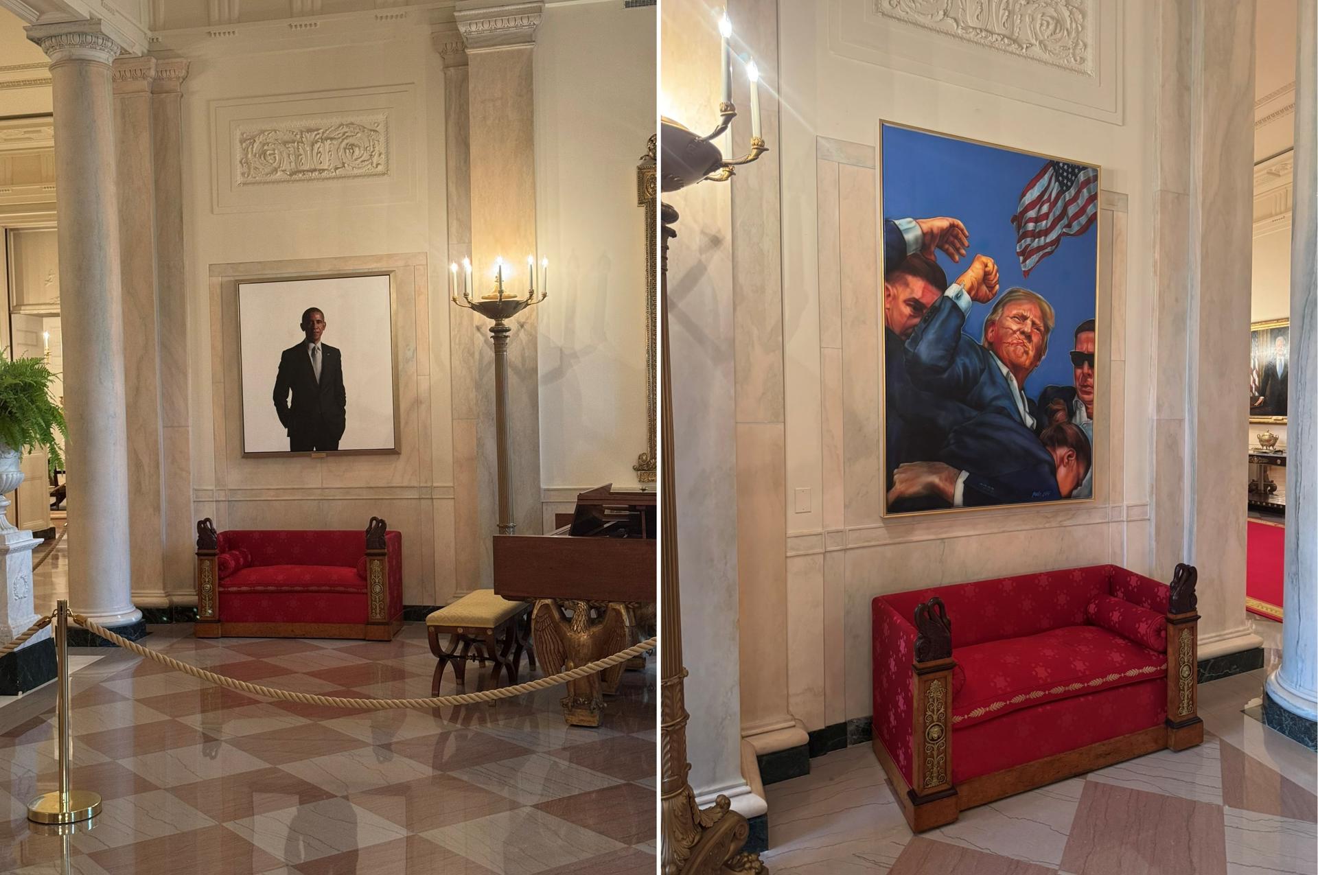 Trump sustituyó un retrato de Obama por uno suyo en la Casa Blanca