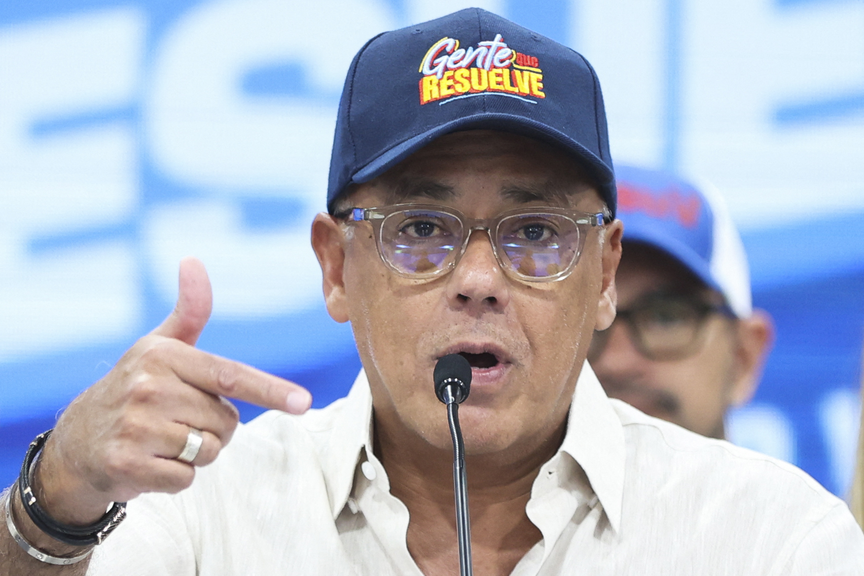 Venezuela's National Assembly President Jorge Rodriguez speaks during a press conference to kick off the electoral campaign for the municipal elections in Caracas on July 11, 2025.
