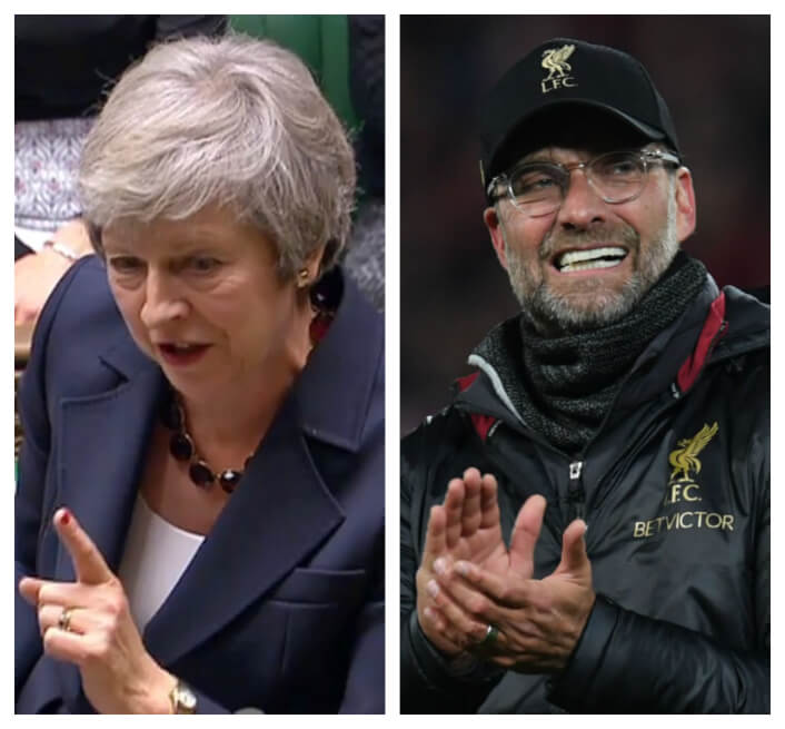 Theresa May compara triunfo de Liverpool con su batalla sobre el Brexit