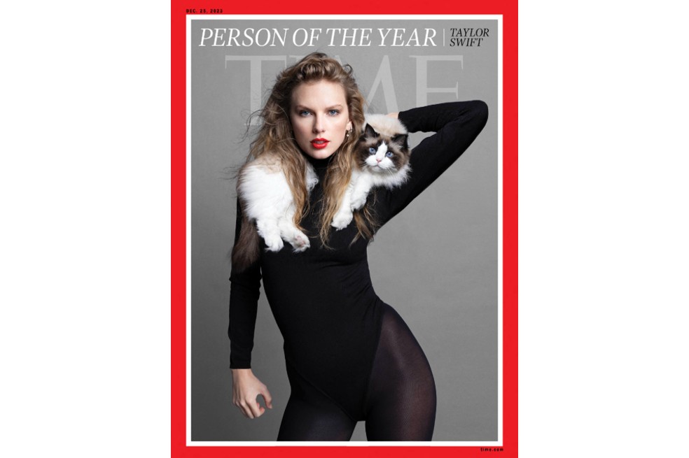 Taylor Swift fue portada de la revista Time y brilló al lado de su gato Benjamin