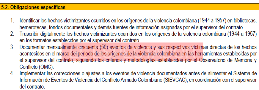 Algunas de las obligaciones específicas que tendrían las personas que adelanten la investigación sobre los orígenes del conflicto para el CNMH.