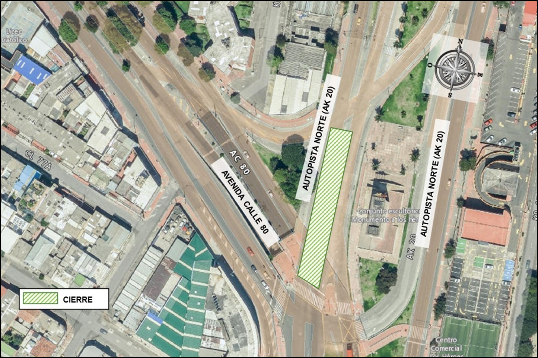 Mapa del cierre por las obras en el corredor.