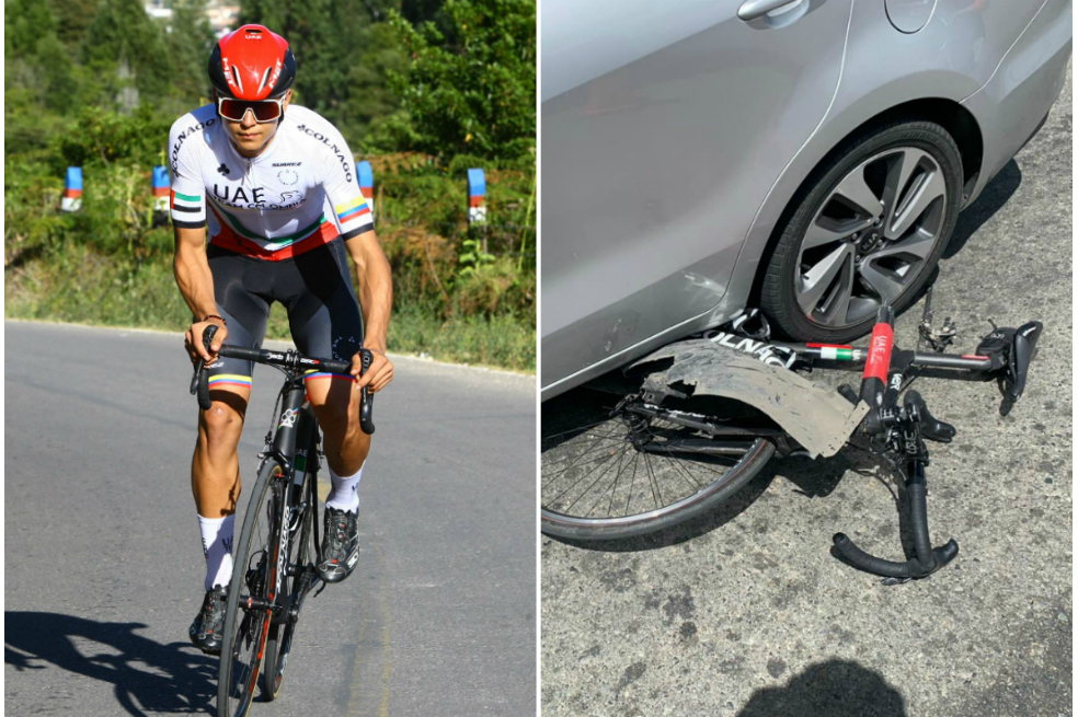 Carlos Ospina, ciclista del UAE Team Colombia, fue atropellado