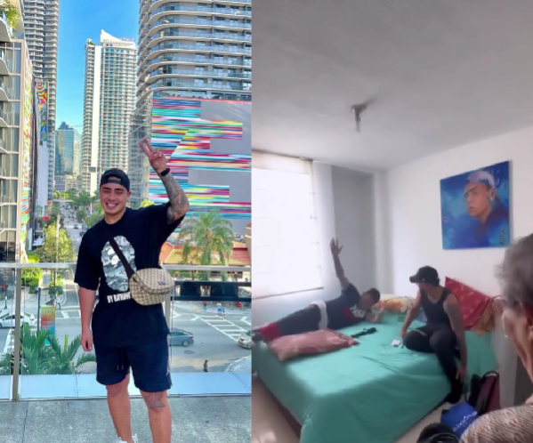 Felipe Saruma sorprendió a su abuela y su tierna reacción se volvió viral
