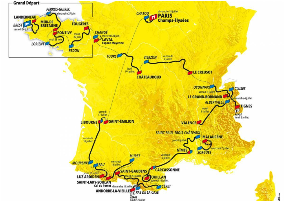 Estas son las etapas del Tour de Francia 2021