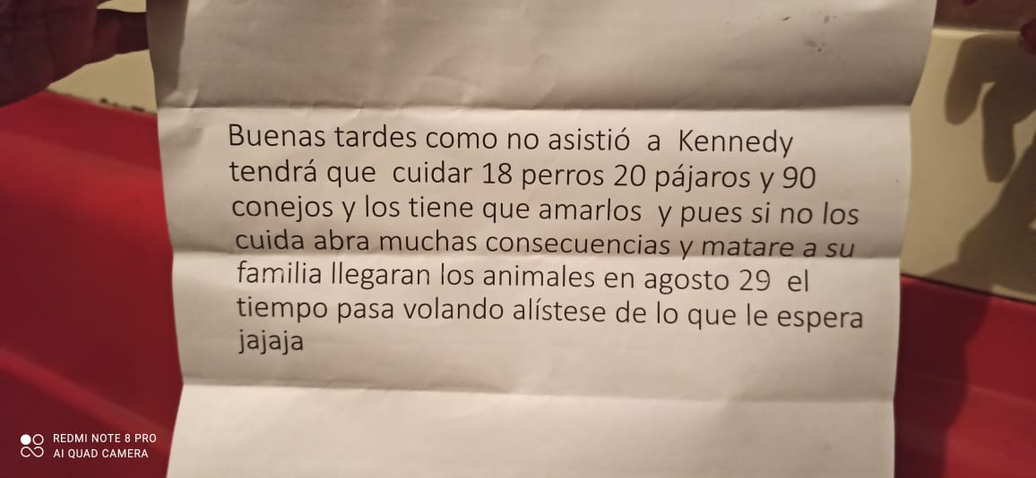 Amenaza recibida por la madre de Angie Baquero.