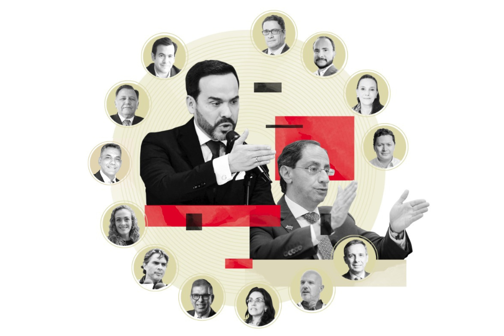 Así se va configurando el gabinete del presidente electo, Abelardo de la Espriella, con su segundo al mando, José Manuel Restrepo: el ministro del Interior designado, Rodrigo Lara; Indalecio Dangond, líder del comité sector Agricultura y Desarrollo Rural; General (r) Jorge Mora López, líder del comité sector Defensa; Juliana Gutiérrez, líder del comité sector Prosperidad Social; Felipe Gaitán; líder del comité sector Deporte; Fabio Arjona, ministro de Ambiente designado; Viviane Morales, líder del comité sector Educación; Iván Sánchez, líder del comité sector Salud; Miguel Gómez Martínez, ministro de Hacienda designado; Juan Camilo Ostos, líder del comité sector Transporte; Mariana Pachecho, líder del comité sector Relaciones Exteriores; Manuel Fernández, líder del comité sector Comercio; Iván Cancino, líder del comité sector Justicia.