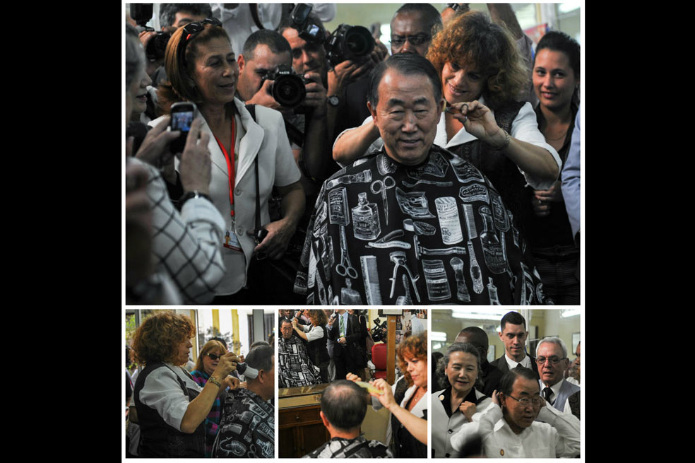 Ban Ki-moon aprovecha su visita a La Habana para cortarse el pelo