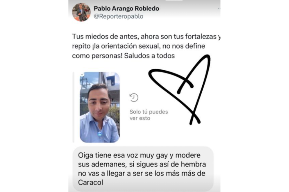 Pablo Arango, de Noticias Caracol, responde a comentario homofóbico