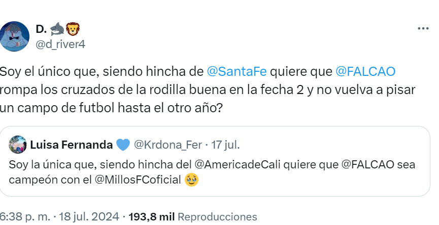 Hincha de Santa Fe a Falcao.