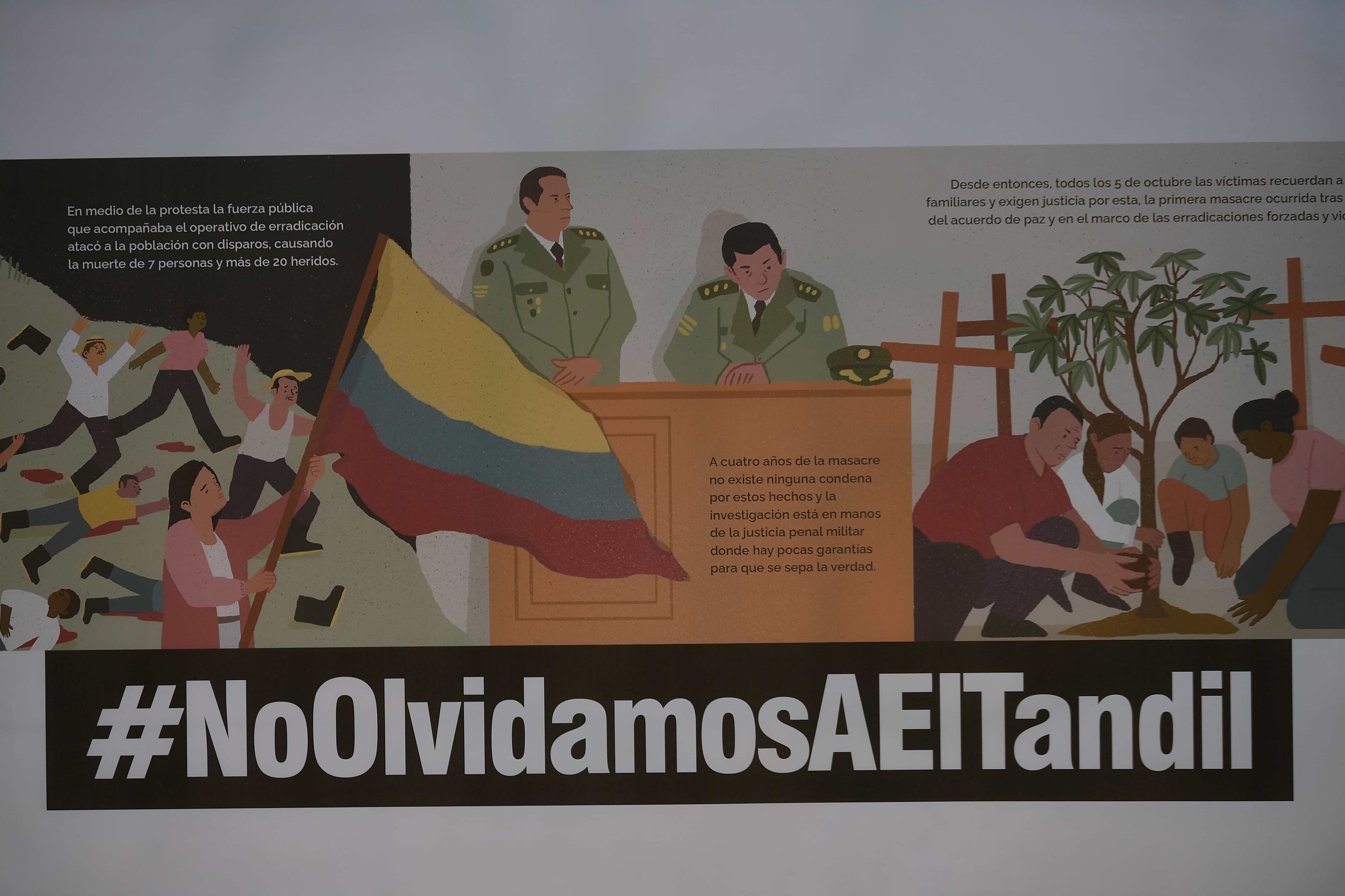 Conmemoración de la masacre de El Tandil frente a la corte constitucional en Bogotá