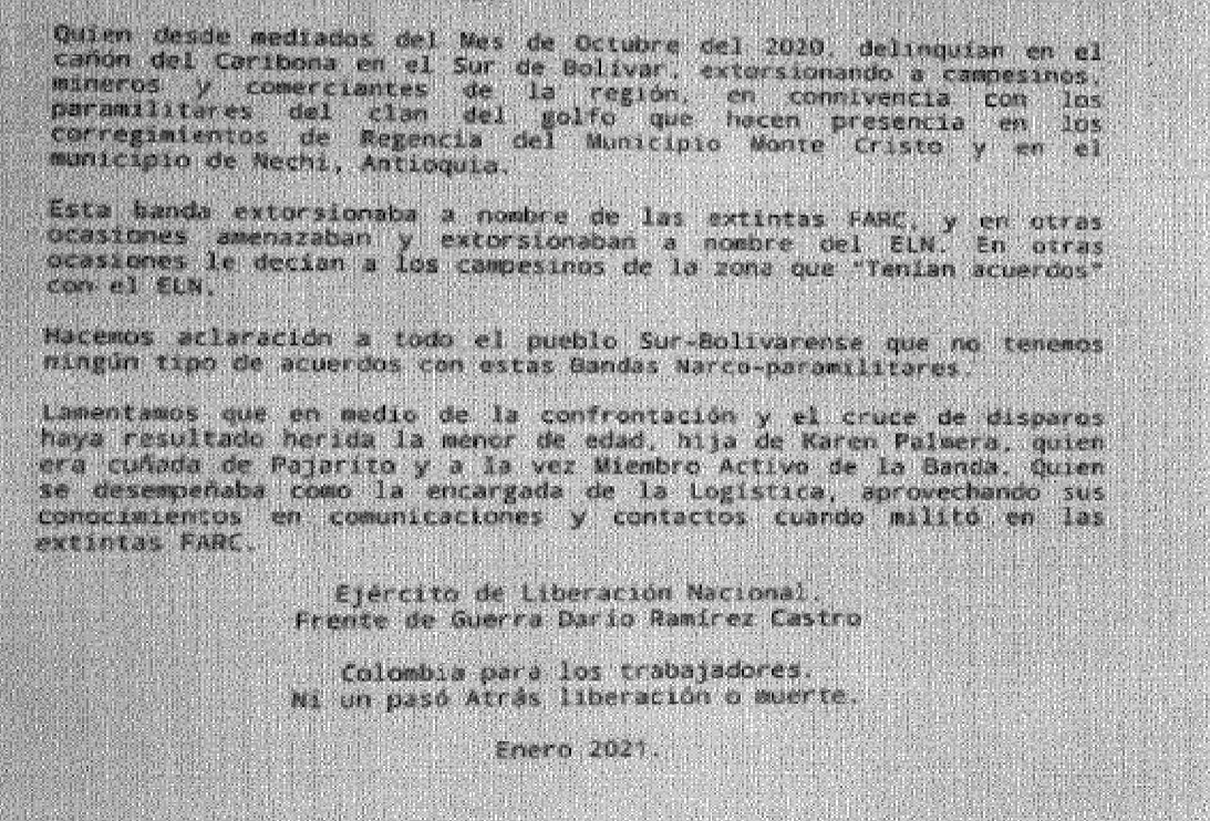 Comunicado ELN.
