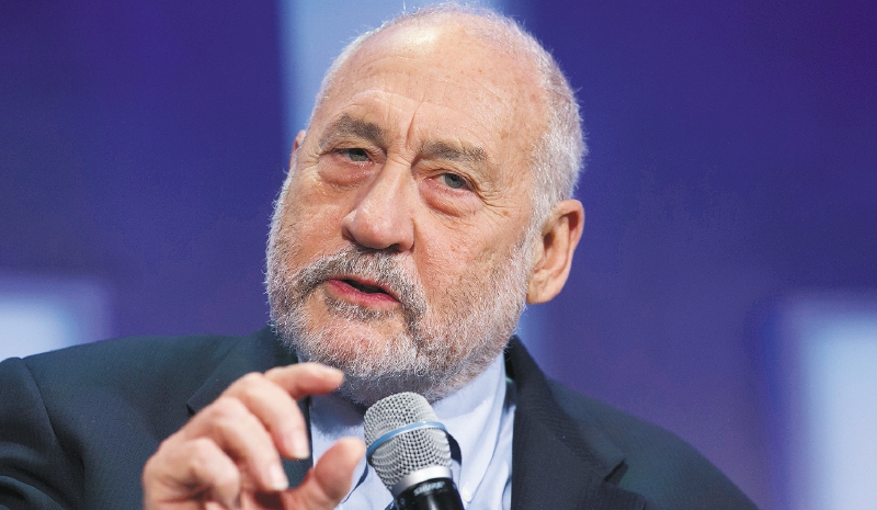 Columbia University Professor Joseph Stiglitz speaks at the Clinton Global Initiative, Monday, Sept. 28, 2015 in New York. (AP Photo/Mark Lennihan)