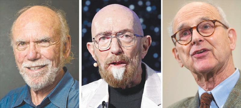 De izquierda a derecha: Kip Thorne, Barry Barrish y Rainer Weiss. / Nobel Prize