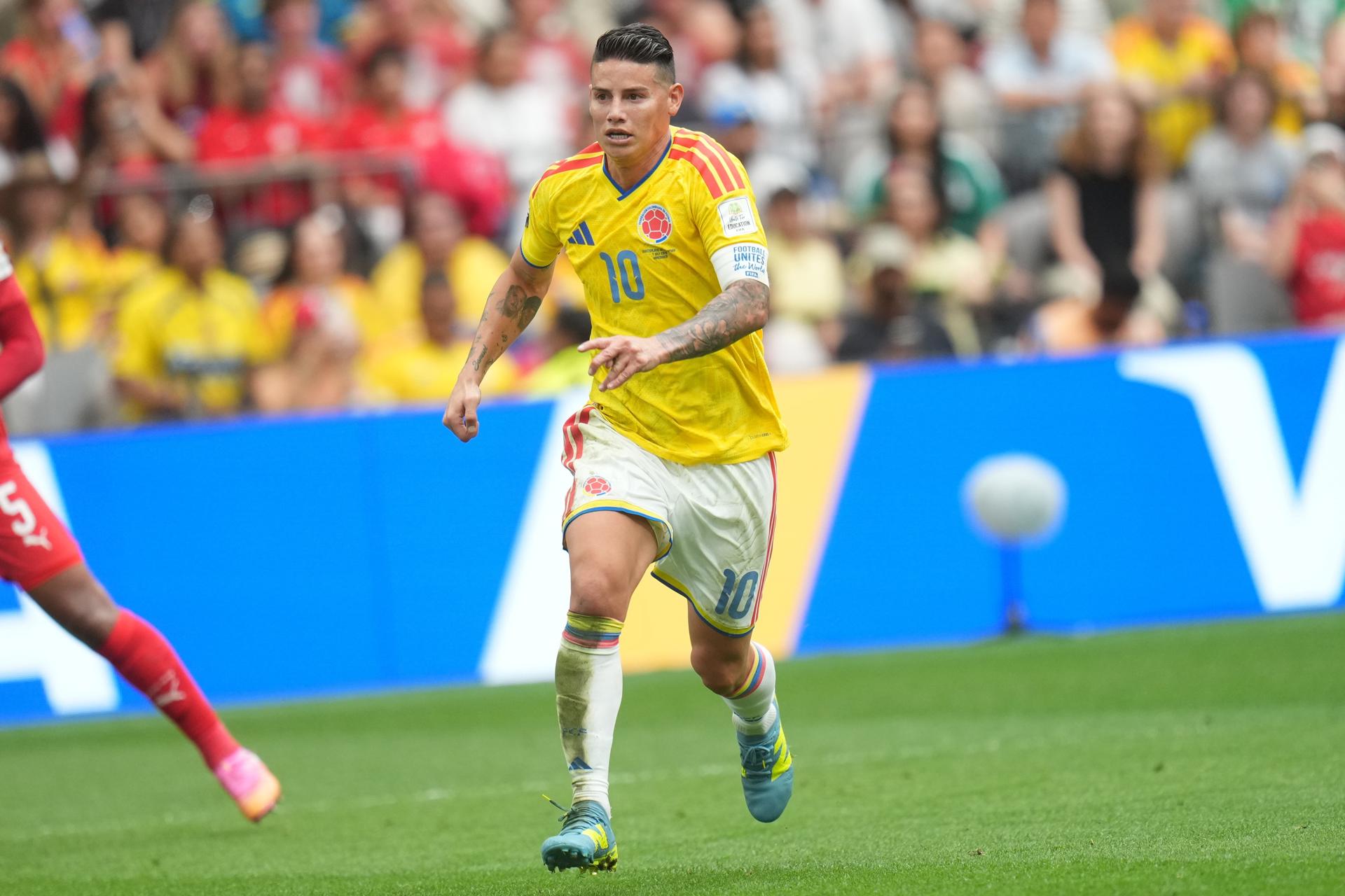 VANCOUVER (Canada), 07/07/2026.- James Rodriguez of Colombia in action during the FIFA World Cup 2026 Round of 16 match Switzerland against Colombia, in Vancouver, Canada, 07 July 2026. (Suiza) EFE/EPA/BOB FRID