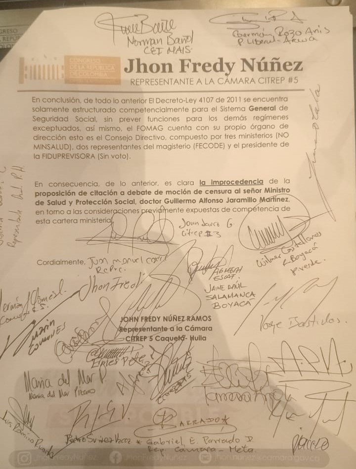 La proposición fue firmada por al menos 20 representantes.
