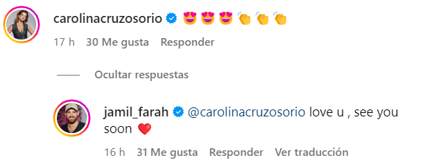 Caro Cruz y Jamil Farah en redes