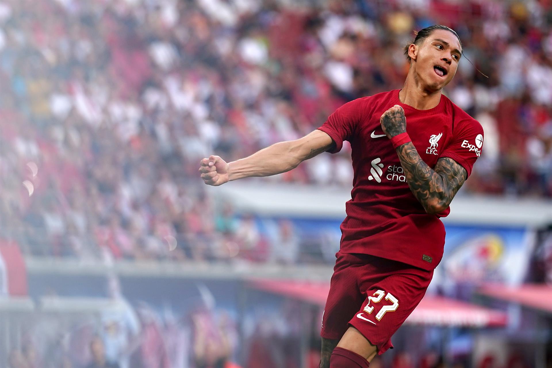 Darwin Nuñez se hace ver en Liverpool: cuatro goles contra el Leipzig
