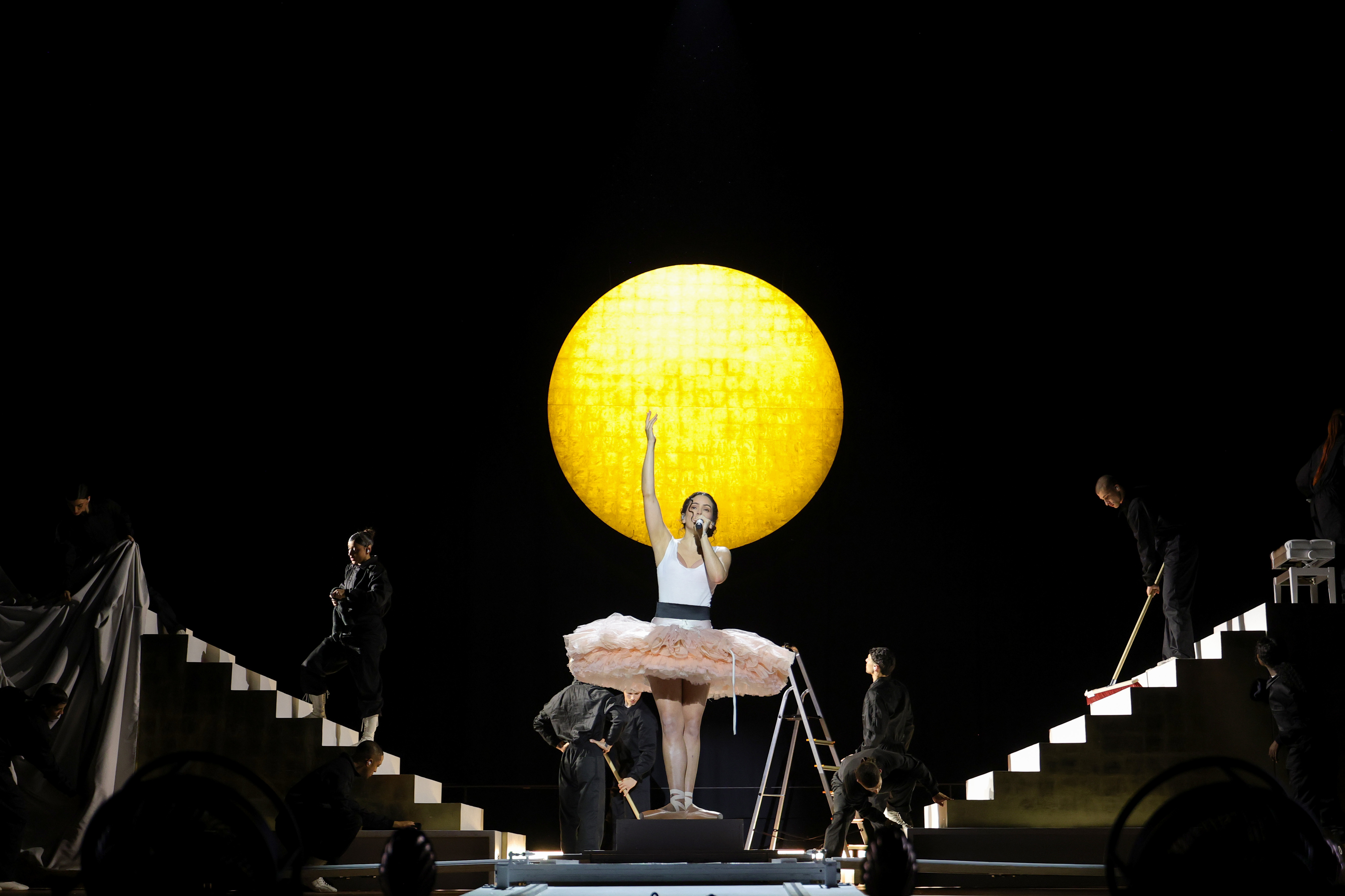 PARIS, FRANCE - MARCH 18: (Exclusive Coverage) Rosalía performs on stage at The Accor Arena on March 18, 2026 in Paris, France. (Photo by Kevin Mazur/Getty Images for Live Nation)