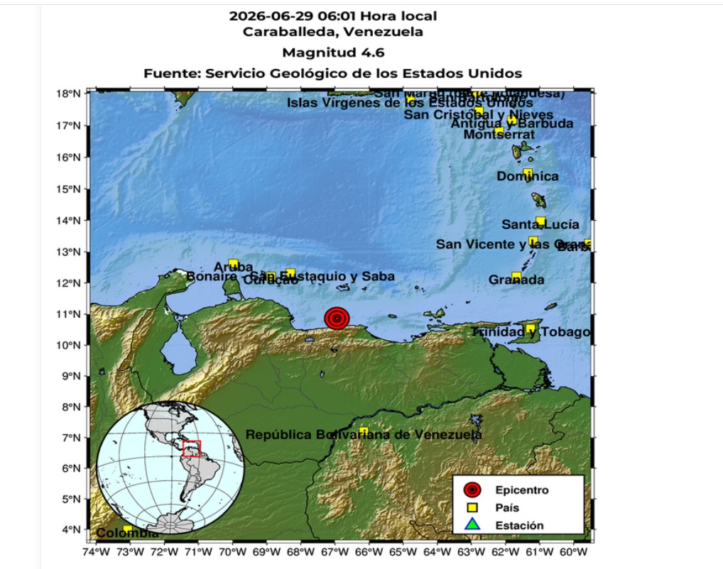 Nuevo temblor de magnitud 4,6 se registra en la zona afectada por los sismos en Venezuela