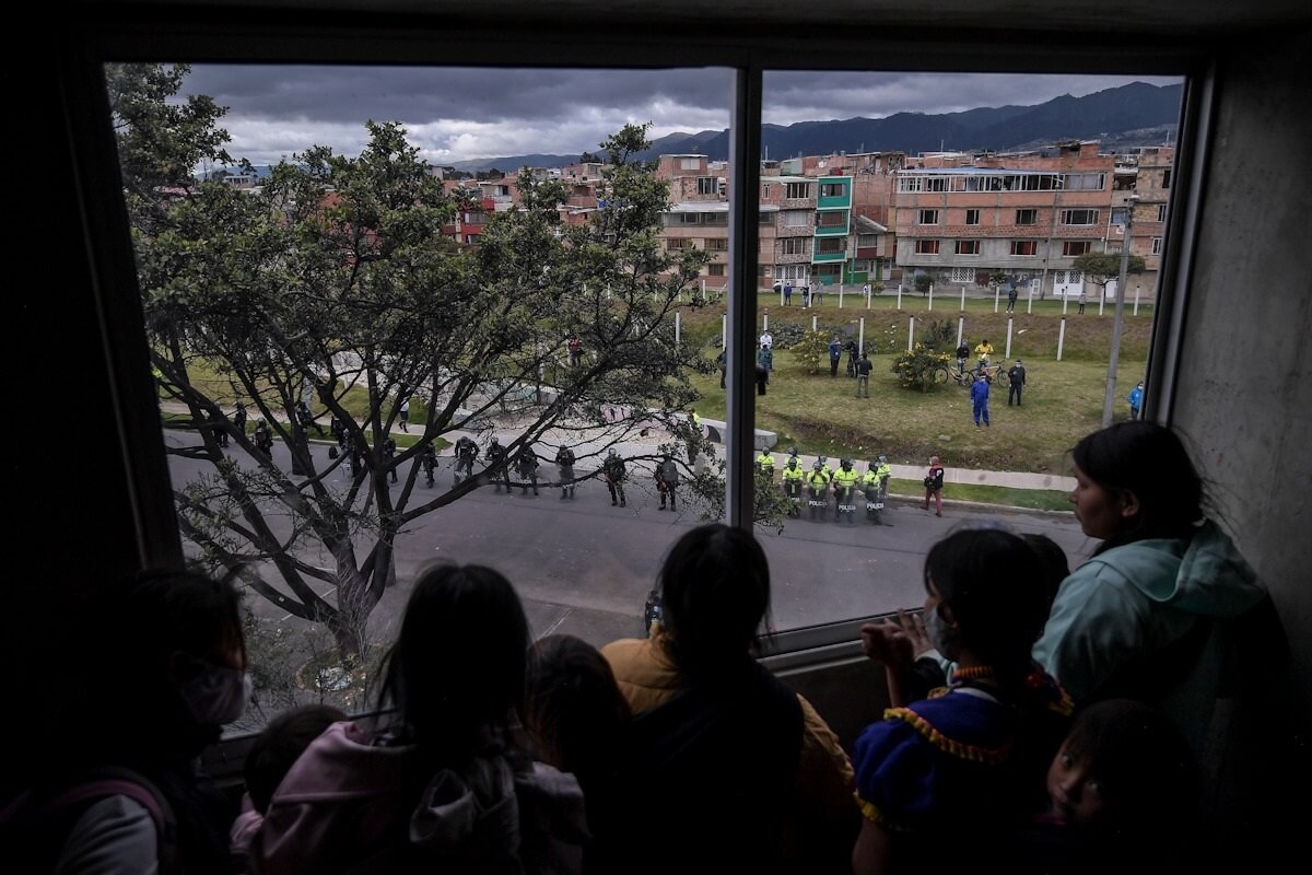Imágenes de la ocupación de un predio en el sur de Bogotá por parte de familias indígenas