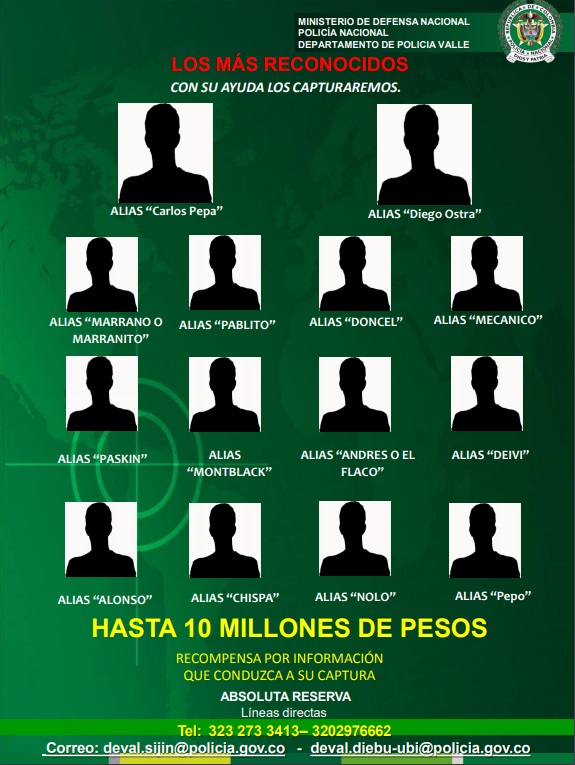 Los más reconocidos de Buenaventura.Policía Nacional