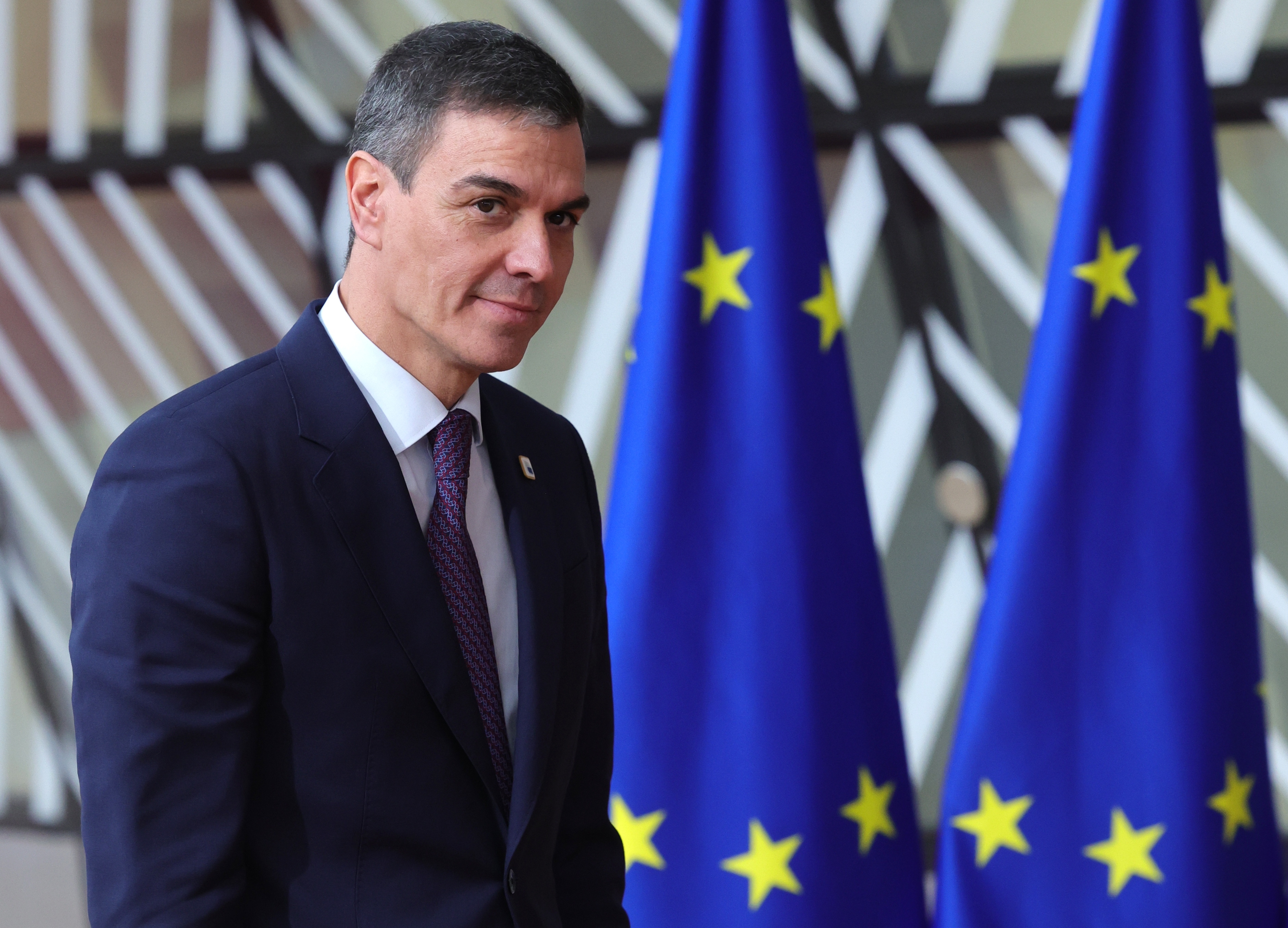 Brussels (Belgium), 21/03/2024.- Spanish Prime Minister Pedro Sanchez arrives to attend the European Council meeting in Brussels, Belgium, 21 March 2024. EU leaders are expected to address security and defence, continued support to Ukraine and the situation in the Middle-East as well as the EU's enlargement, external relations, migration, agriculture and the European Semester during a two-day summit. (Bélgica, Ucrania, Bruselas) EFE/EPA/OLIVIER MATTHYS