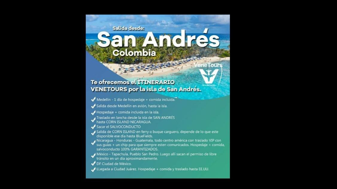 Publicidad de Venetours, registrado hasta el año pasado en la Cámara de Comercio de La Guajira como "Venetours Uniendo Familias SAS".