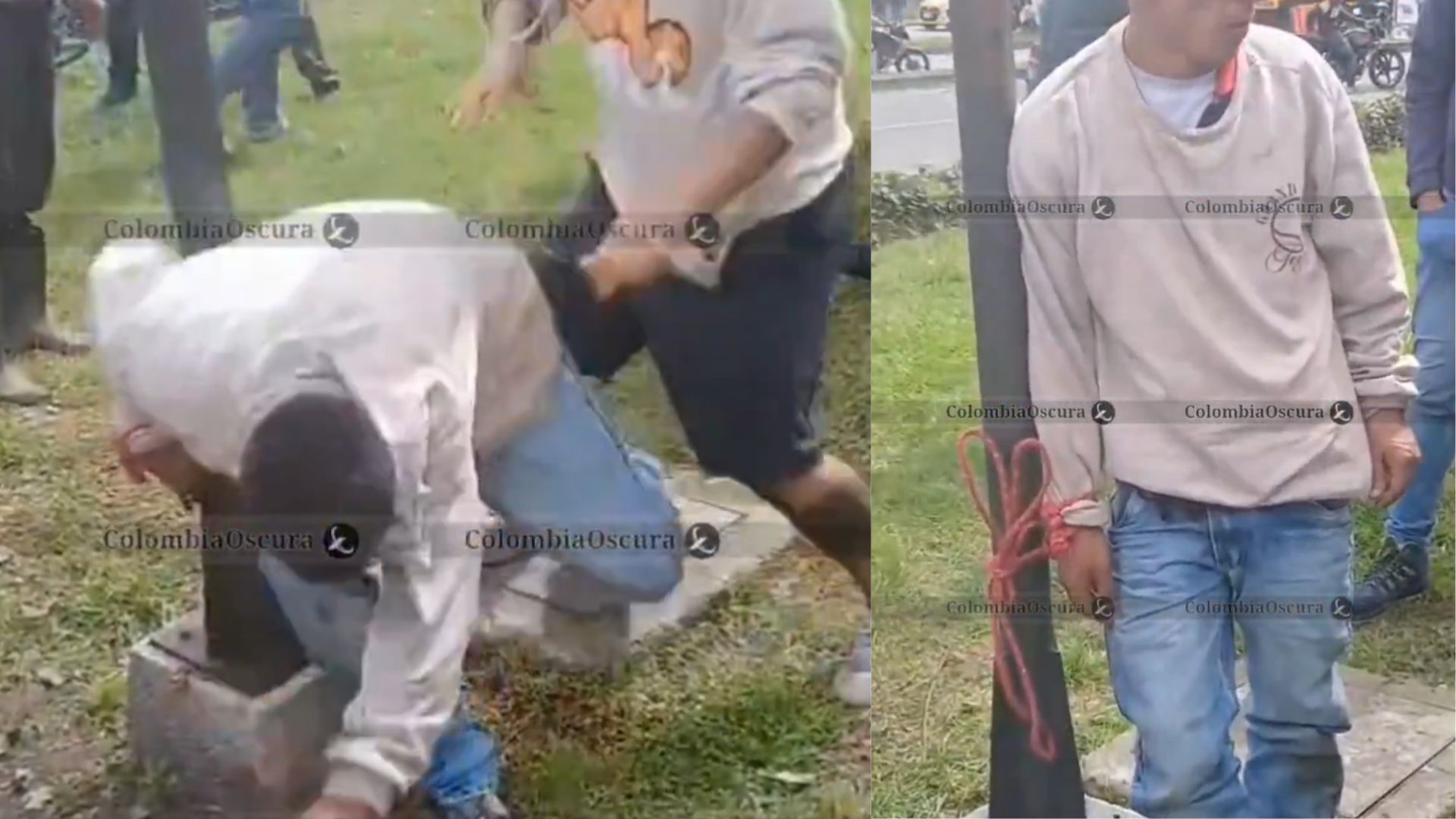 Comunidad amarró a un poste a un ladrón y le propinaron diversos golpes