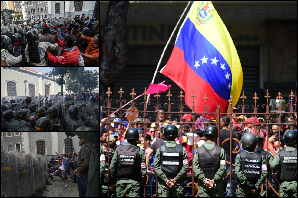 Imágenes del choque entre chavistas y opositores frente al Congreso de Venezuela
