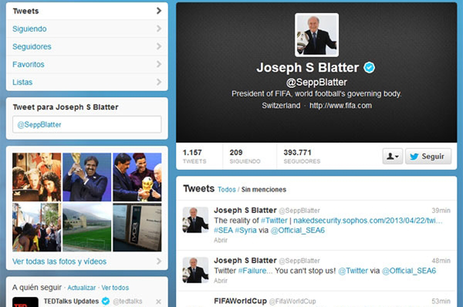 Hackean las cuentas de la FIFA en Twitter