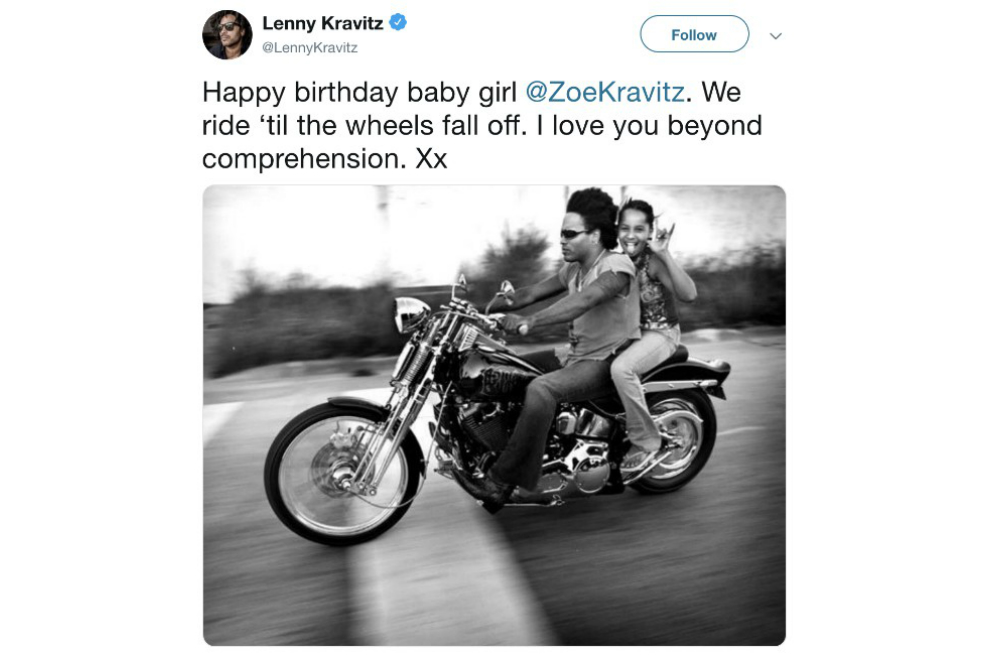 Lenny Kravitz rinde homenaje a su hija Zoë en su cumpleaños número 30