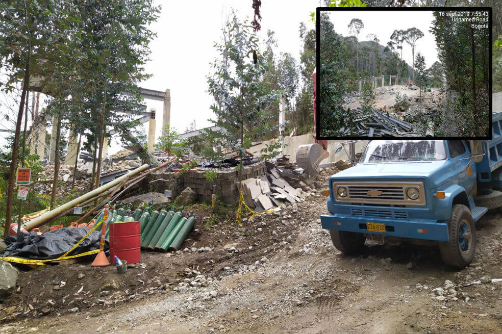 Escombros de mansión en los cerros orientales de Bogotá serán usados para rellenar una cantera