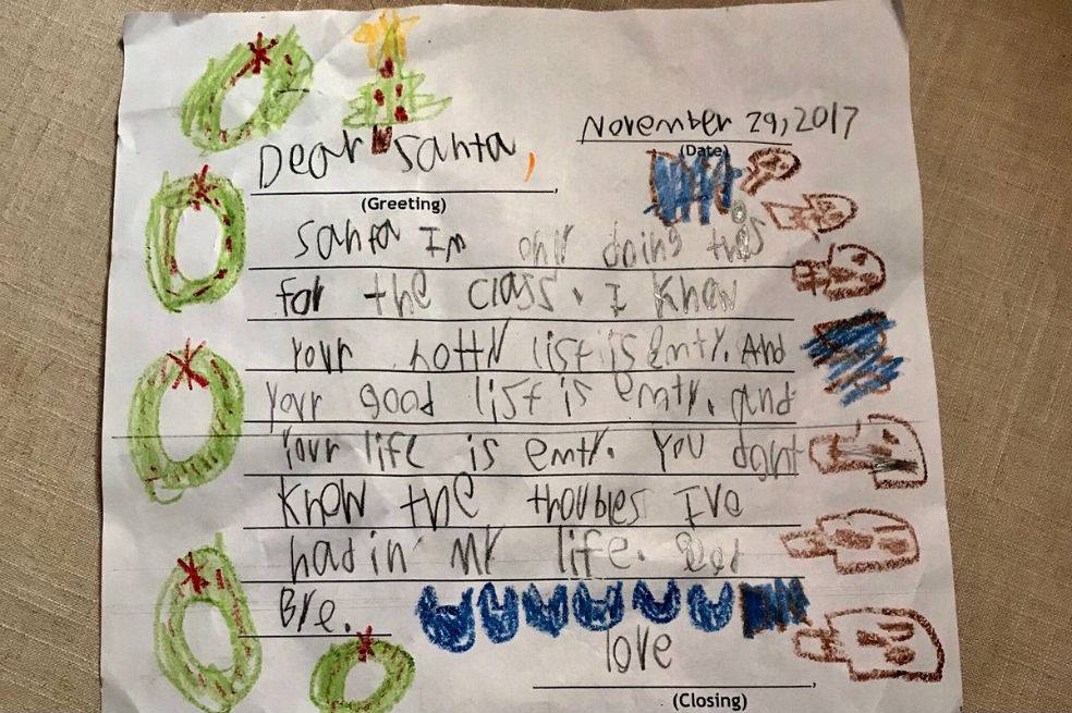 “Tu vida está vacía”: la carta nihilista de un niño de seis años a Papá Noel