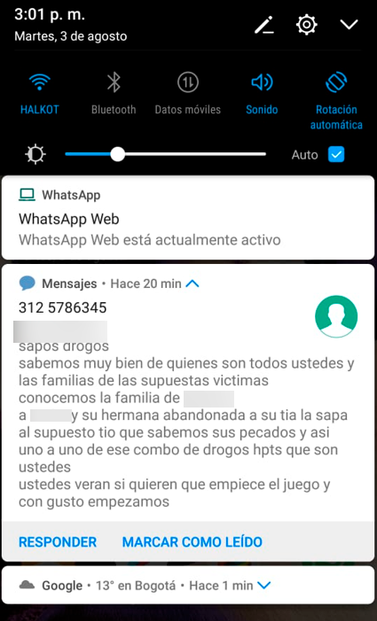 Amenaza directa allegada a la Mesa de Diálogo