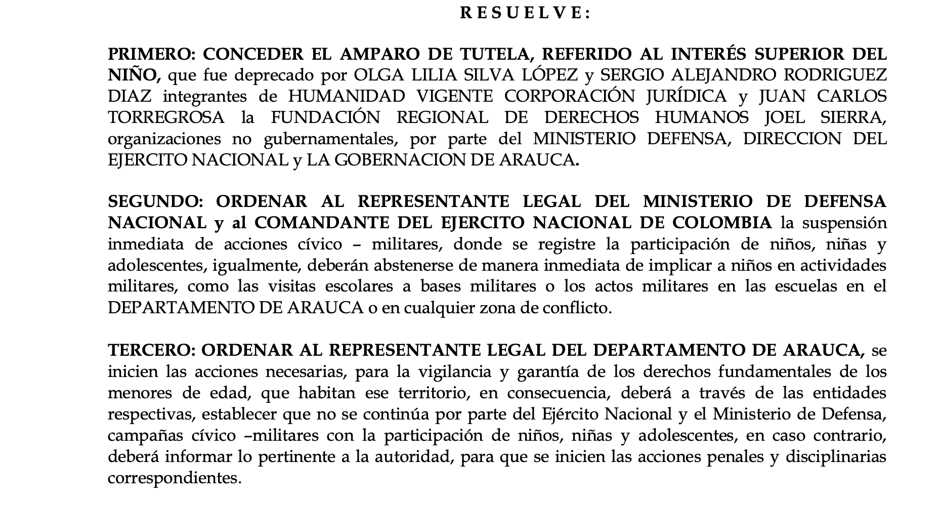 Estas son algunas de las órdenes de la providencia.
