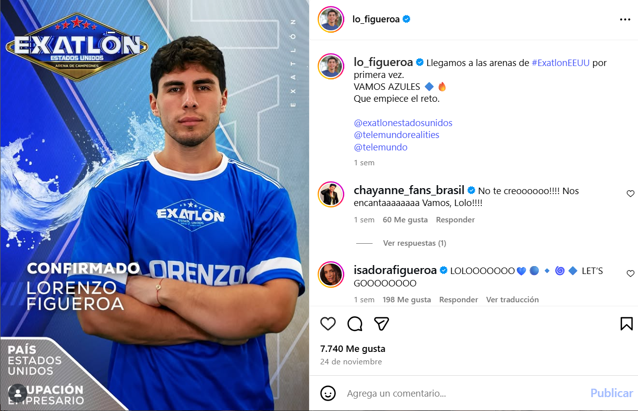 Él es Lorenzo Figueroa, el hijo de Chayanne que participa en ‘Exatlón Estados Unidos′