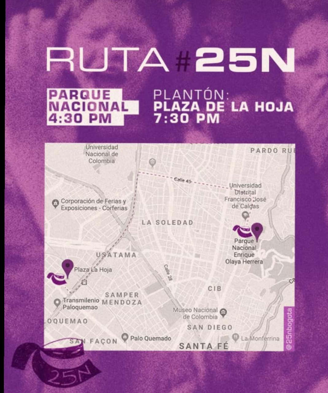 CortesíaCortesíaPor su parte, la Red Nacional de Mujeres de Colombia insiste que la movilización de este lunes 25 de noviembre busca rechazar todas las formas de violencias hacia las mujeres y exigir medidas concretas en todo el territorio nacional para luchar contra los feminicidios, la violencia ejercida por grupos armados en los territorios, las amenazas y asesinatos contra líderes sociales y defensoras de derechos humanos. 