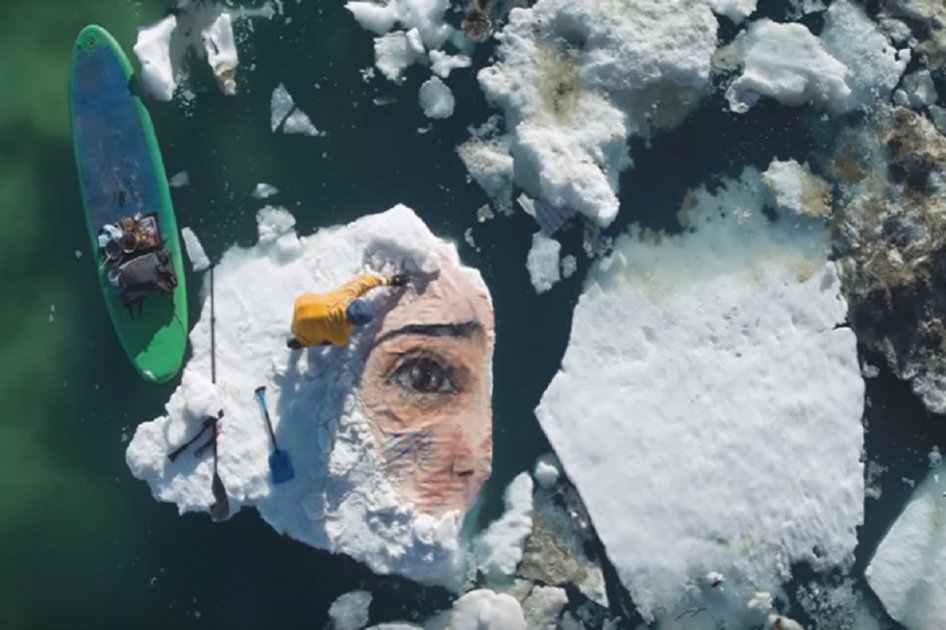 Buscan llamar la atención sobre cambio climático con arte en el hielo