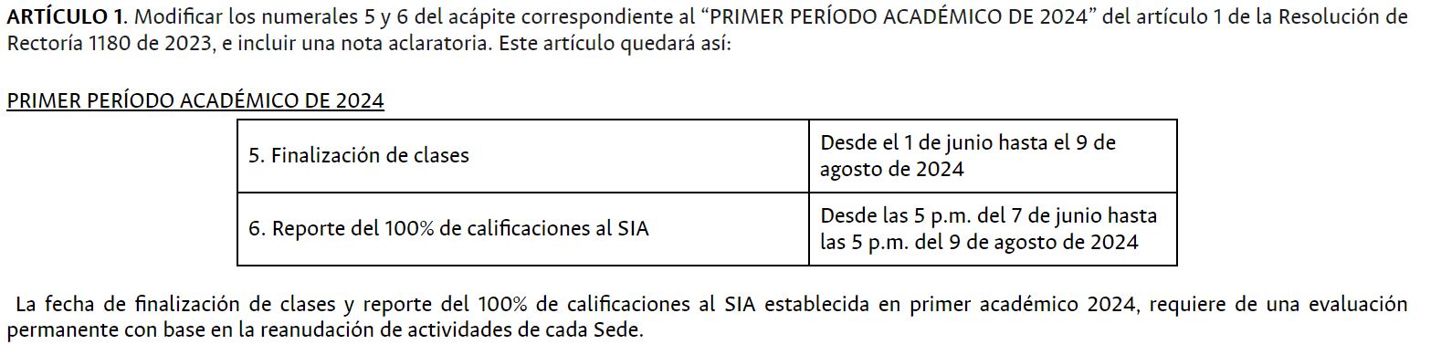 Así quedó ajustado el calendario académico de la Universidad Nacional.