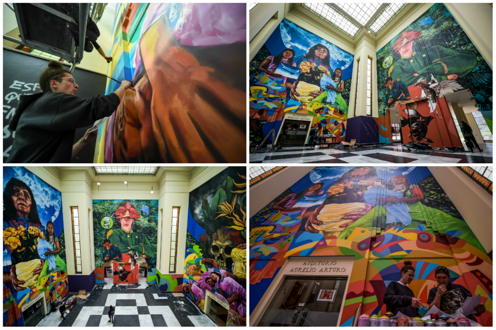 Imágenes del mural en homenaje a las cinco décadas de «Cien años de soledad»