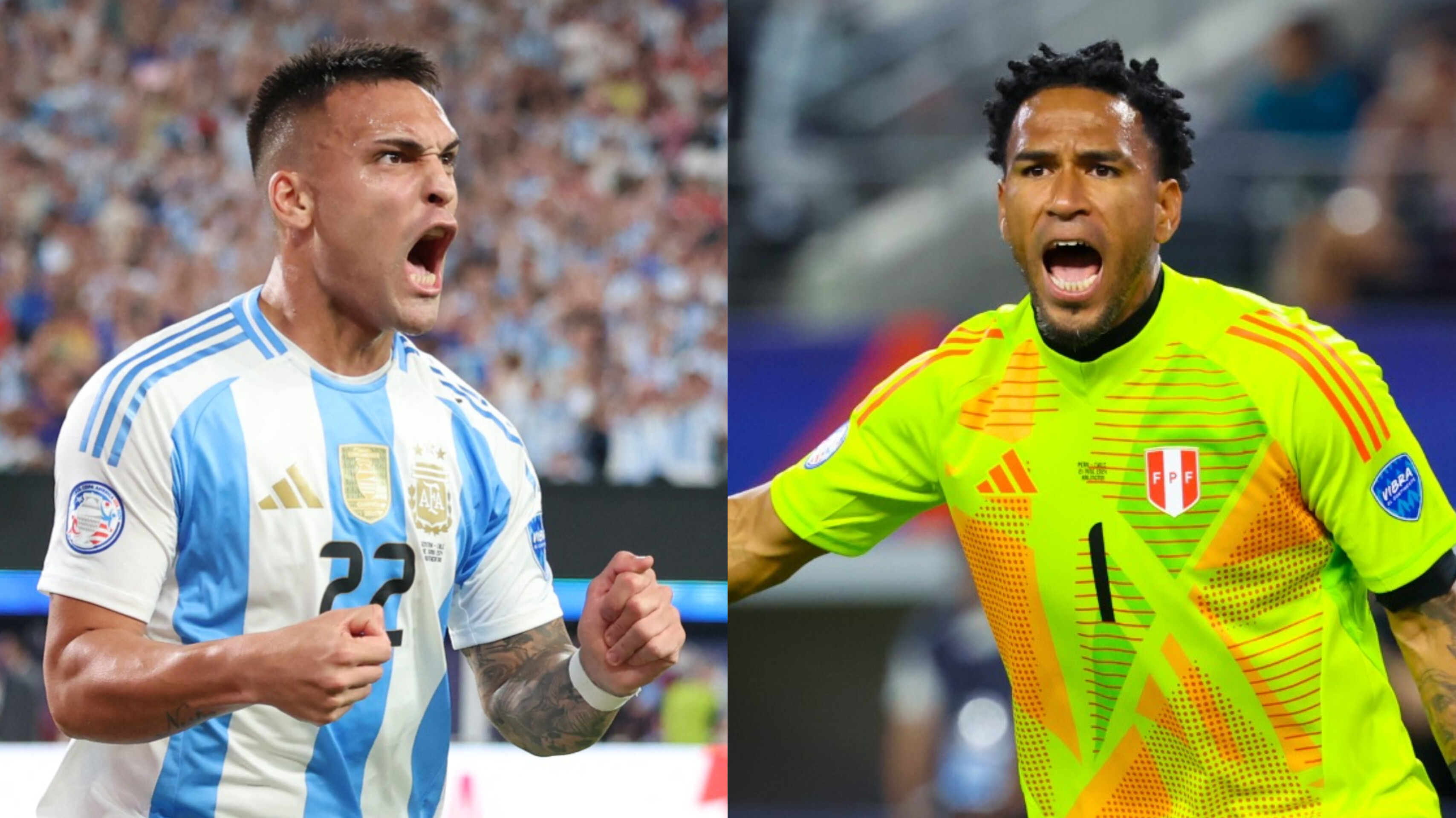 Lautaro Martínez de Argentina vs. Pedro Gallese de Perú.